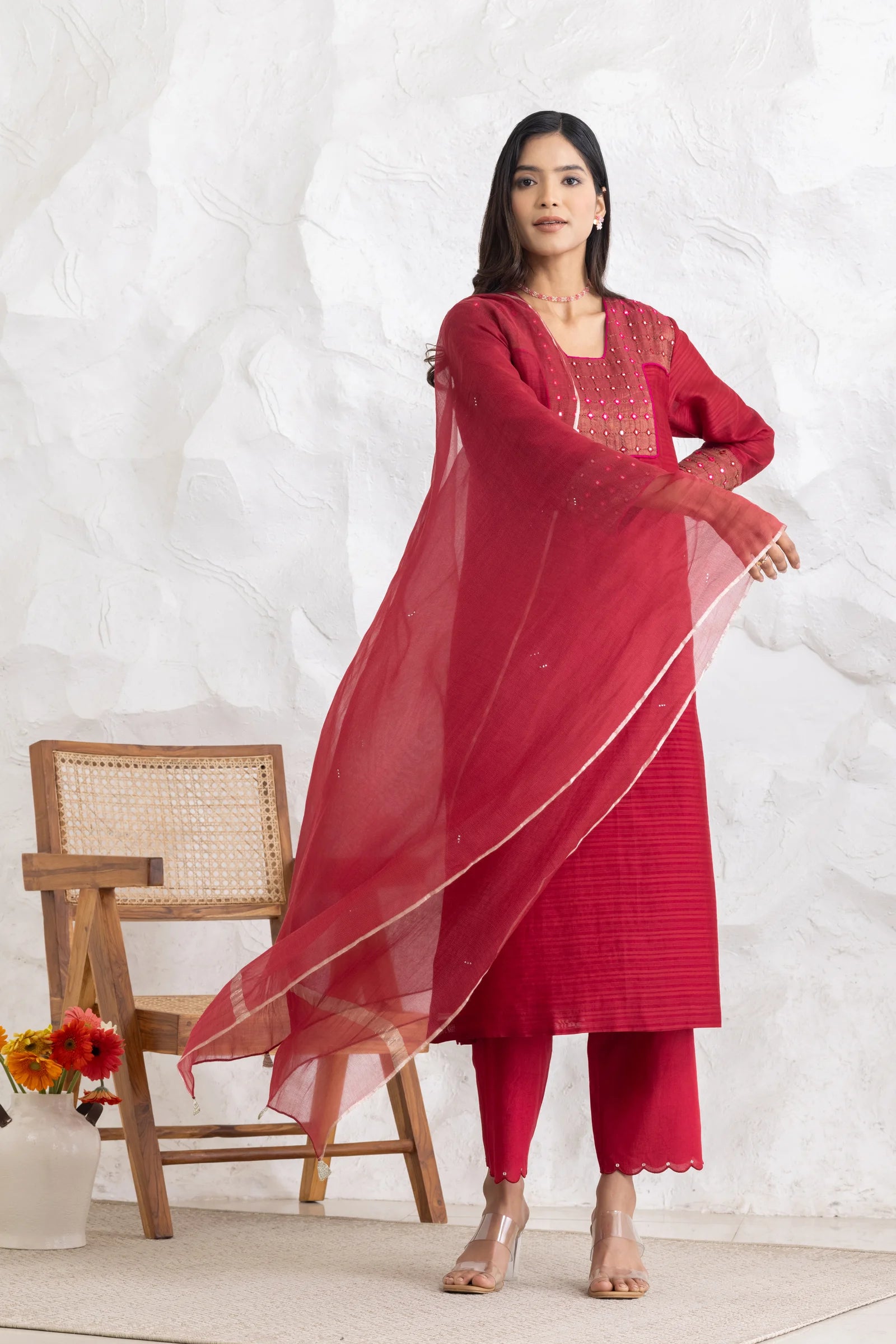 Kota Dupatta Red