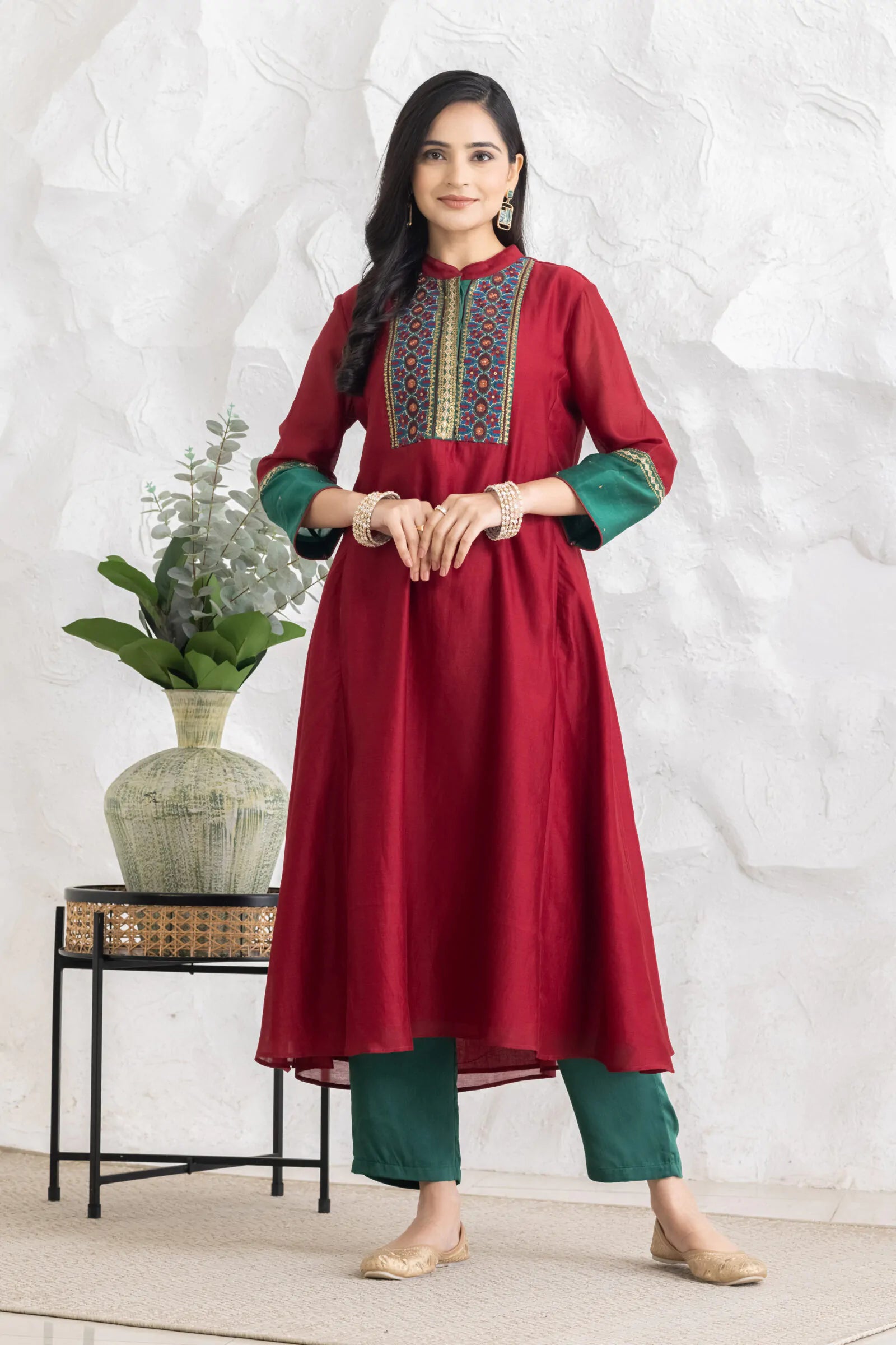 Kyomi Red Kurta Set