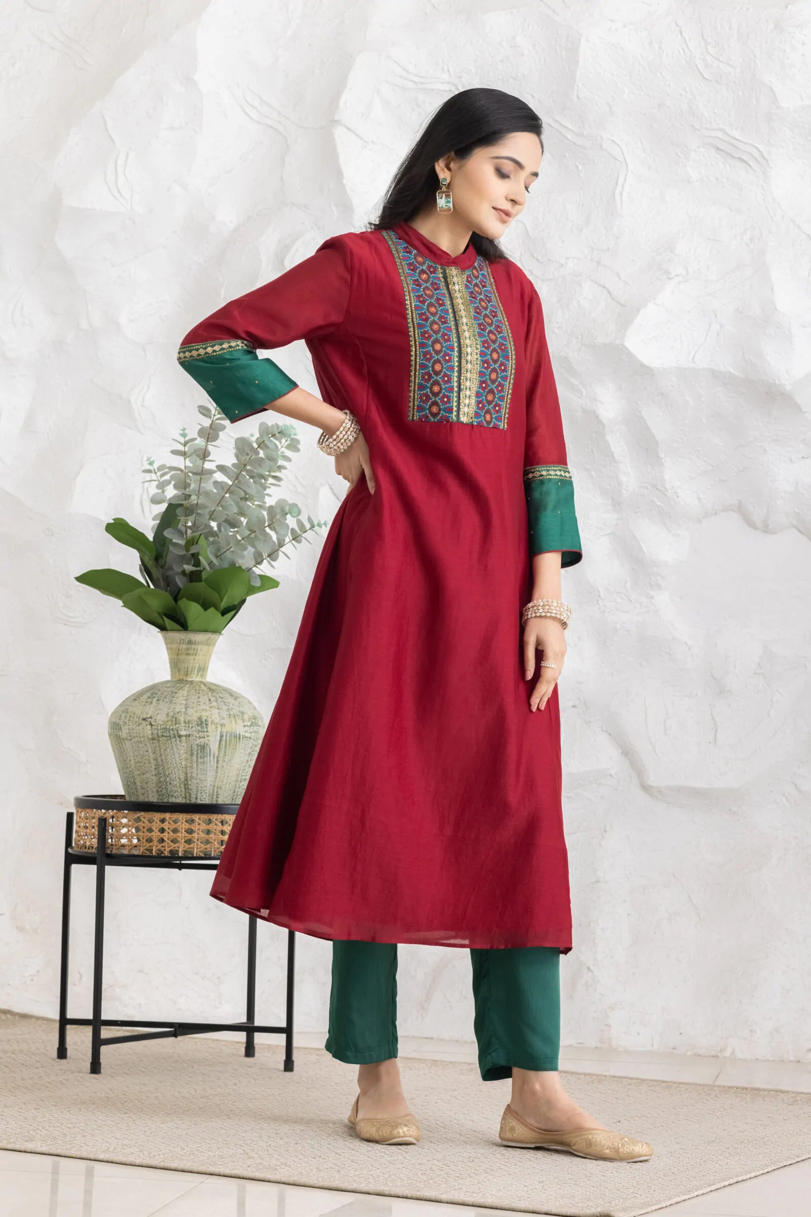 Kyomi Red Kurta Set