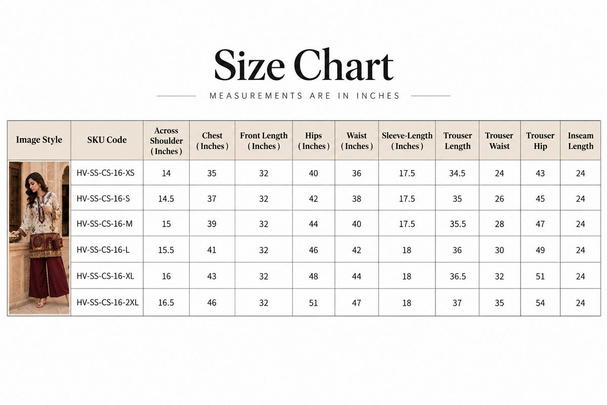 Size chart